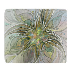 Blumenfantasie Modernes Fraktal Blume mit Gold Schneidebrett