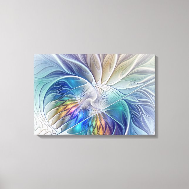 Blumenfantasy, Abstrakte Blume Triptych Leinwanddruck (Vorderseite)