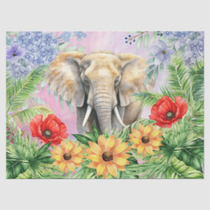 Blumenfantasy-Dschungel Elephant Decoupage Seidenpapier
