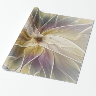 Blumenfantasy Gold Angelpflanzung Abstraktes Frakt Geschenkpapier