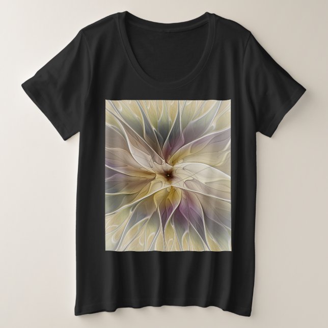 Blumenfantasy Gold Angelpflanzung Abstraktes Frakt Große Größe T-Shirt (Design vorne)