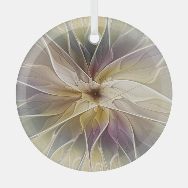 Blumenfantasy Gold Angelpflanzung Abstraktes Frakt Ornament Aus Glas (Vorderseite)