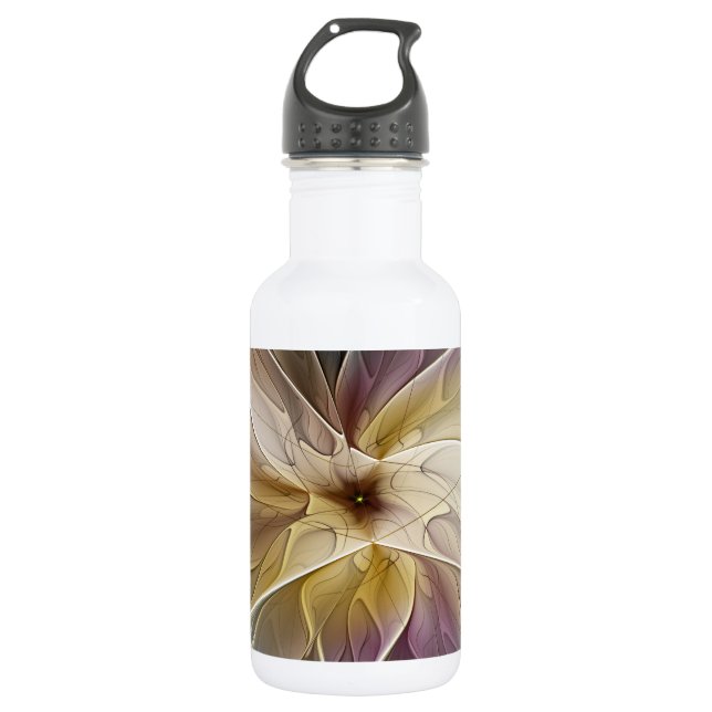 Blumenfantasy Gold Angelpflanzung Abstraktes Frakt Trinkflasche (Vorderseite)