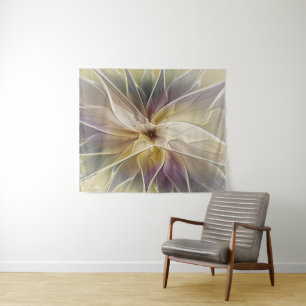 Blumenfantasy Gold Angelpflanzung Abstraktes Frakt Wandteppich