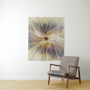 Blumenfantasy Gold Angelpflanzung Abstraktes Frakt Wandteppich