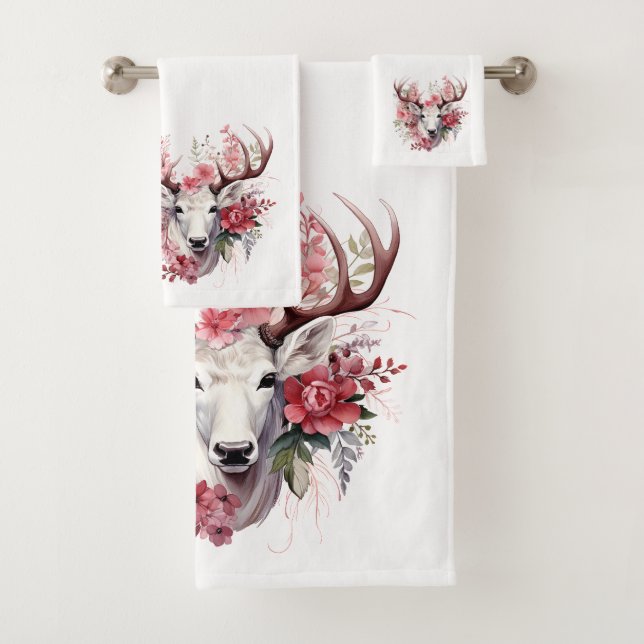 🌸 Blumenfantasy Hirschhandtuch Set 🦌 (Insitu)