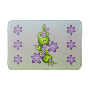 Blumenfantasy Lilac Blume Grüne Formen Fraktal Badematte