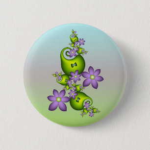 Blumenfantasy Lilac Blume Grüne Formen Fraktal Button