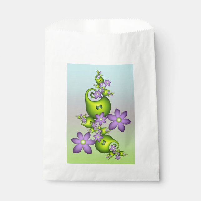 Blumenfantasy Lilac Blume Grüne Formen Fraktal Geschenktütchen (Vorderseite)