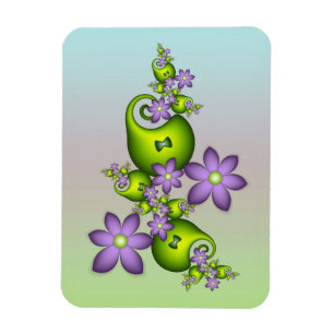 Blumenfantasy Lilac Blume Grüne Formen Fraktal Magnet