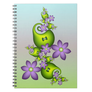 Blumenfantasy Lilac Blume Grüne Formen Fraktal Notizblock