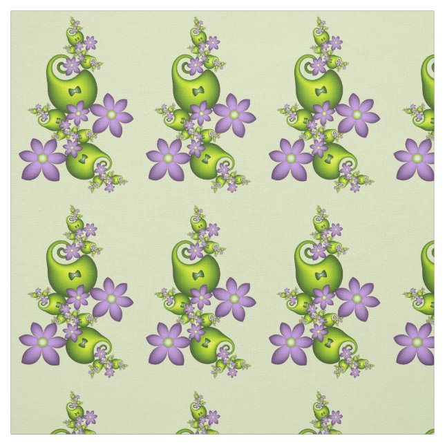 Blumenfantasy Lilac Blume Grüne Formen Fraktal Stoff (Muster)