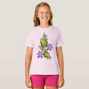 Blumenfantasy Lilac Blume Grüne Formen Fraktal T-Shirt