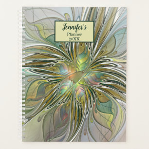 Blumenfantasy Modernes Fraktal Blume W. Goldene Be Planer