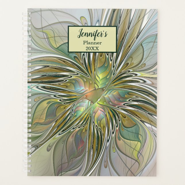 Blumenfantasy Modernes Fraktal Blume W. Goldene Be Planer (Vorderseite)