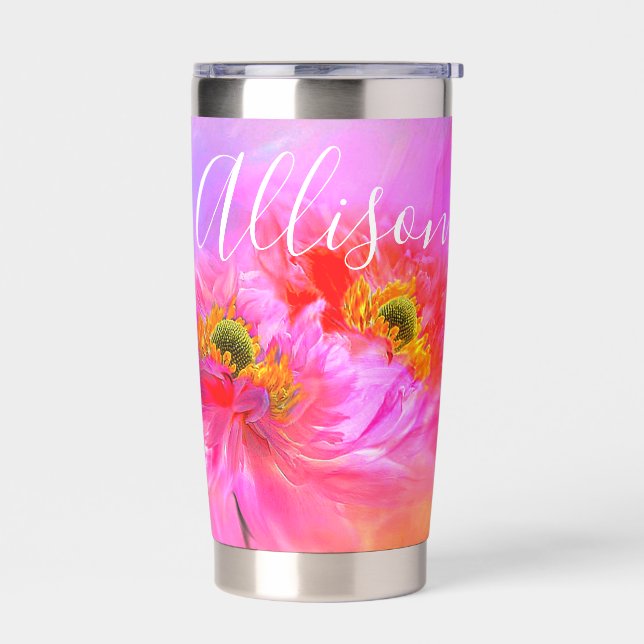 Blumenfantasy personalisierter Thermaltumbler Thermobecher (Links)