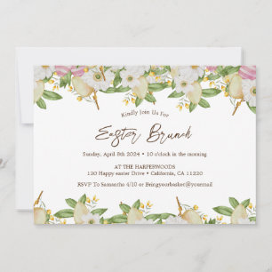 Blumenfarbe Frühlingsbrunch & Eierjagd Einladung