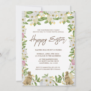 Blumenfarbe Frühlingsbrunch & Eierjagd Einladung