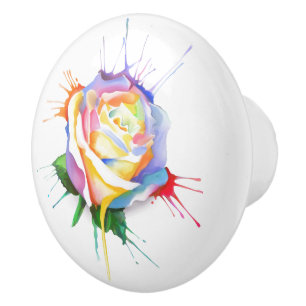 Blumenfarbe Tropfen Rose Keramik Knoblauch Keramikknauf