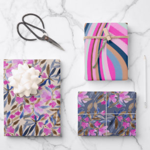 Blumenfarbe Venezianisch blaue Zedern Geschenkpapier Set