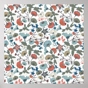 Blumenfarben fröhlich blau Orange grün Poster