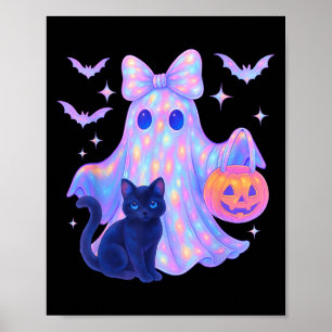Blumenfarben Ghost Black Cat Coquette Bow Hallo Poster