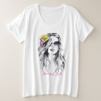 Blumenfarben Große Größe T-Shirt