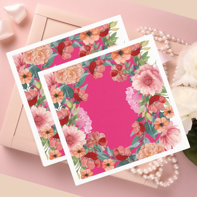 Blumenfarben, hellrosa Brautparty Serviette (Von Creator hochgeladen)
