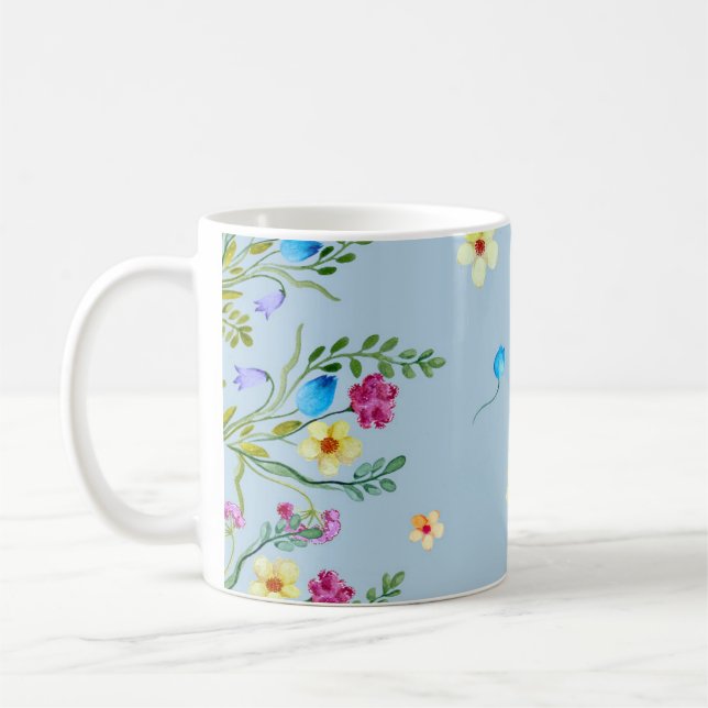 Blumenfarben in Blautönen Tasse (Links)
