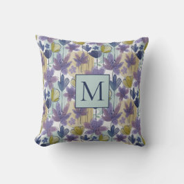 Blumenfarben-Muster-Monogramm Kissen