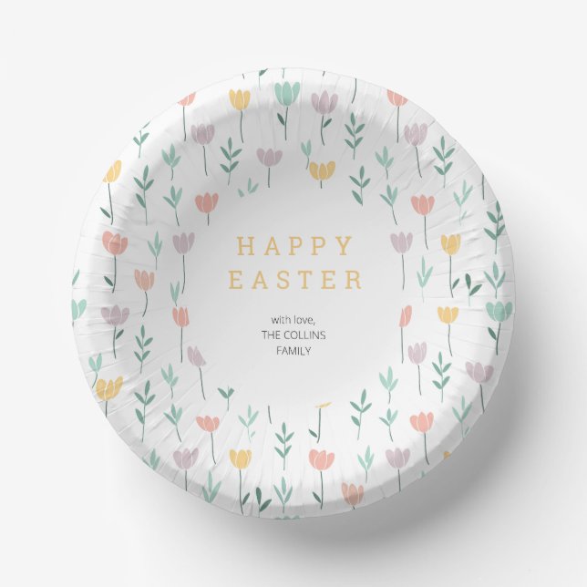 Blumenfarbene Niedliche Blume Moderne Ostern Party Pappteller (Vorderseite)