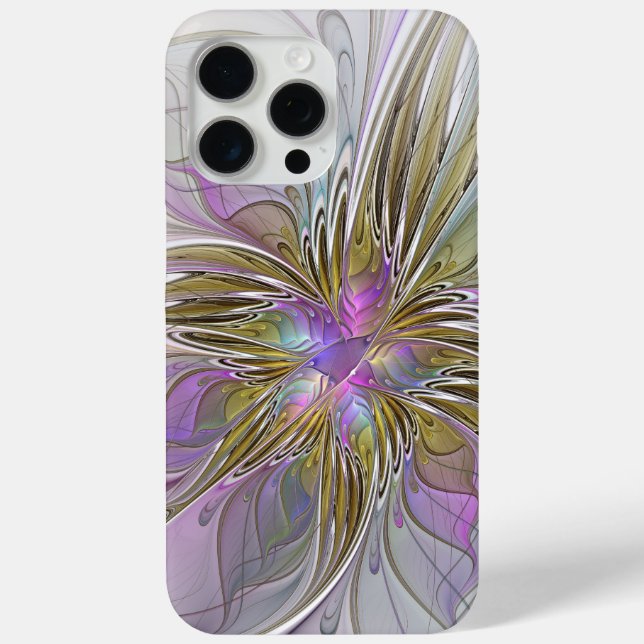 Blumenfarbenes Abstraktes Fraktal mit Rosa und Gol Case-Mate iPhone Hülle (Rückseite)