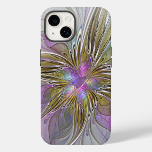 Blumenfarbenes Abstraktes Fraktal mit Rosa und Gol Case-Mate iPhone 14 Hülle