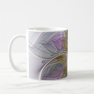 Blumenfarbenes Abstraktes Fraktal mit Rosa und Gol Kaffeetasse