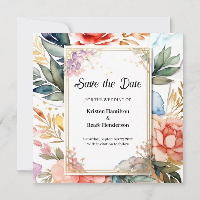 Blumenfarbensehen speichern Sie die Datumskarte Save The Date (Vorderseite)