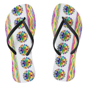 Blumenfarbige Flip Flops