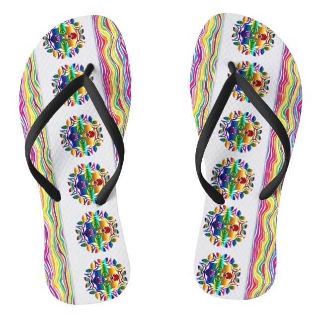 Blumenfarbige Flip Flops (Fußbett)