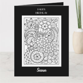 Blumenfarbkarte zum Geburtstag für Erwachsene Karte