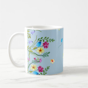 Blumenfarbmuster in blauen Tönen Kaffeetasse