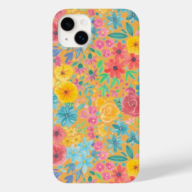 Blumenfarbmuster in gelber Farbe Case-Mate iPhone Hülle (Rückseite)