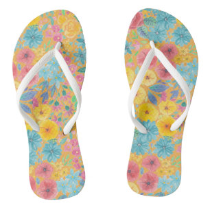 Blumenfarbmuster in gelber Farbe Flip Flops