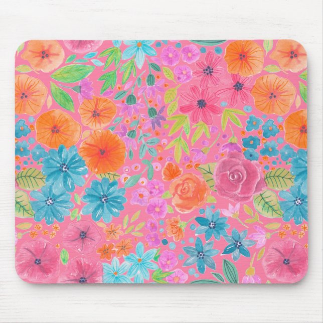Blumenfarbmuster in Rosa Mousepad (Vorne)