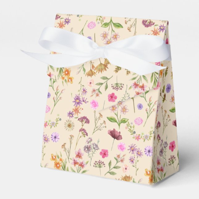 Blumenfarbmuster - rosa, lila, grün geschenkschachtel (Vorderseite)