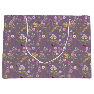 Blumenfarbmuster - rosa, lila, grün große geschenktüte
