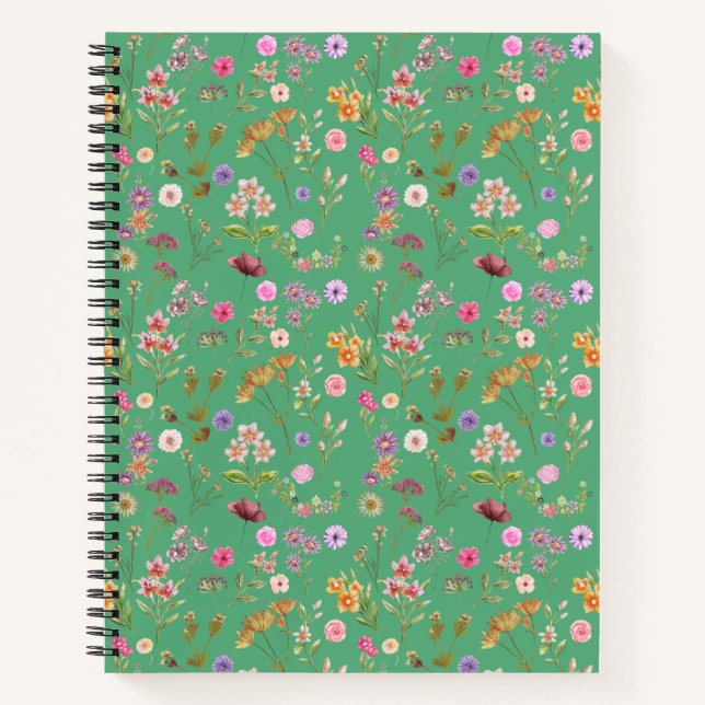 Blumenfarbmuster - rosa, lila, grün notizbuch (Vorderseite)