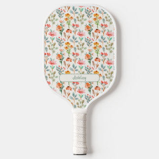 Blumenfarbmuster von Wildblumen und Namen Pickleball Schläger