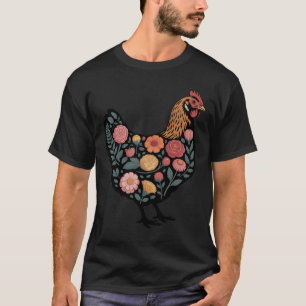 Blumenfarm Hühner Naturliebhaber Cottagecore T-Shirt
