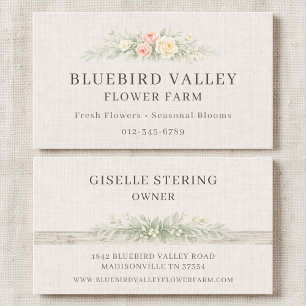 Blumenfarm Shabby Chic Farmhouse Leinen Floral Visitenkarte