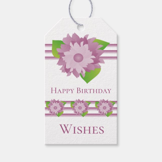 Blumenfaser, Lila und Mauve Papier Geschenkanhänger (Vorderseite)