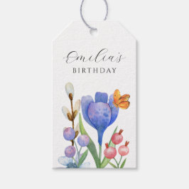 Blumenfeder-Aquarell Geschenkanhänger